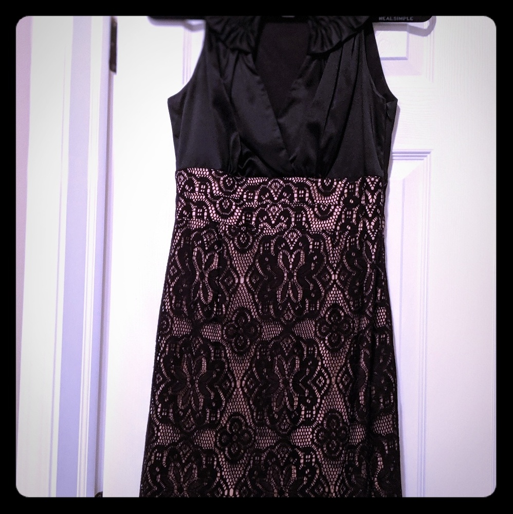 Black Satin and Lace Dress
